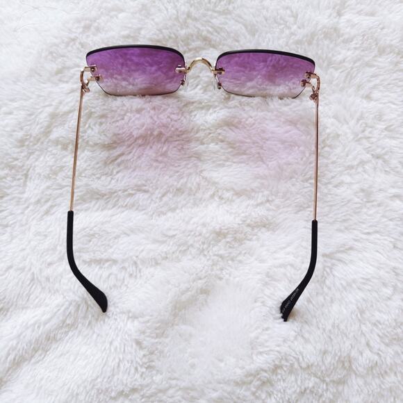 Laurel Clear Purple Rimless Sleek Sunglasses - Picture 9 of 11